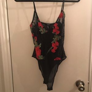Floral lace bodysuit